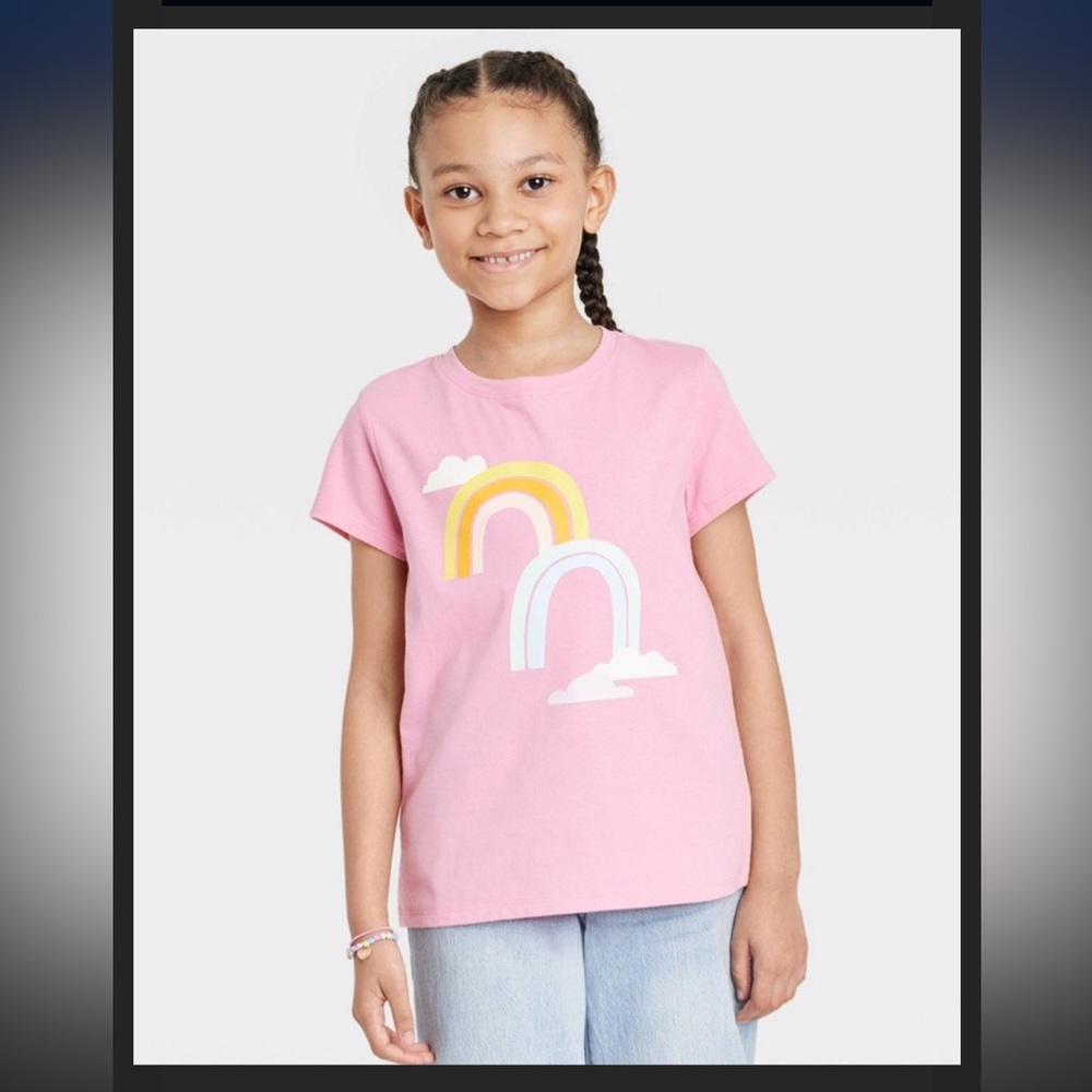 Girls' Short Sleeve pink T-Shirt - new with tags- L